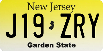 NJ license plate J19ZRY