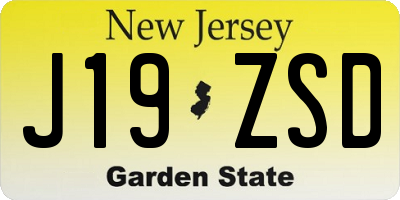 NJ license plate J19ZSD