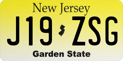 NJ license plate J19ZSG