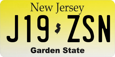 NJ license plate J19ZSN