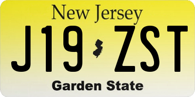 NJ license plate J19ZST
