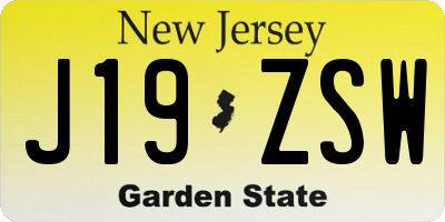 NJ license plate J19ZSW