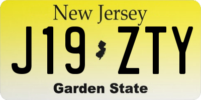 NJ license plate J19ZTY