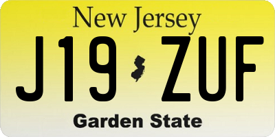 NJ license plate J19ZUF