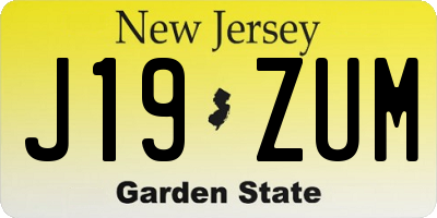 NJ license plate J19ZUM