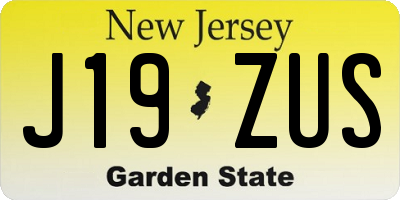 NJ license plate J19ZUS