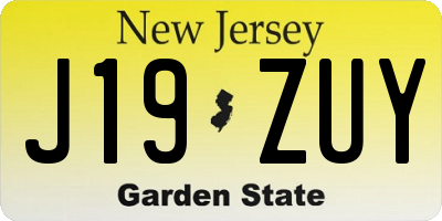 NJ license plate J19ZUY