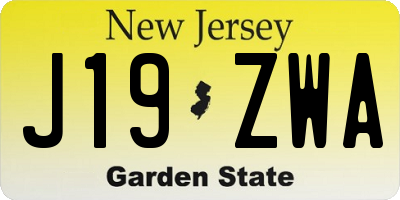 NJ license plate J19ZWA