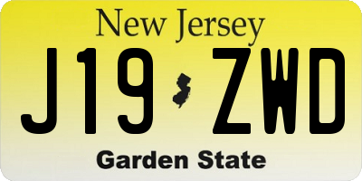 NJ license plate J19ZWD
