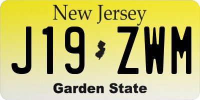 NJ license plate J19ZWM