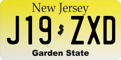 NJ license plate J19ZXD