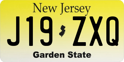 NJ license plate J19ZXQ
