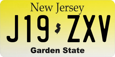 NJ license plate J19ZXV