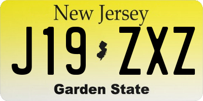 NJ license plate J19ZXZ