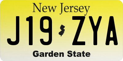 NJ license plate J19ZYA