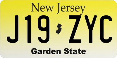 NJ license plate J19ZYC