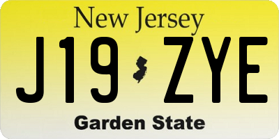 NJ license plate J19ZYE