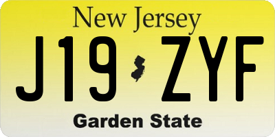 NJ license plate J19ZYF