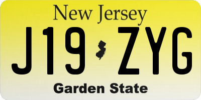 NJ license plate J19ZYG