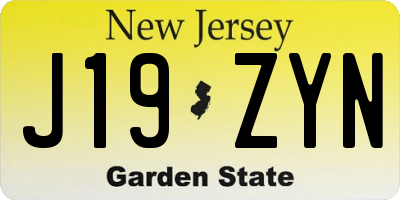 NJ license plate J19ZYN