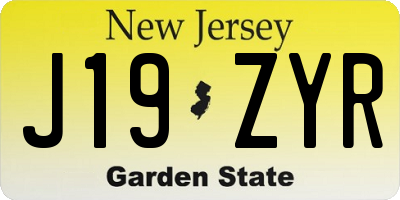 NJ license plate J19ZYR