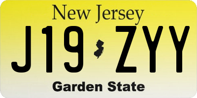 NJ license plate J19ZYY