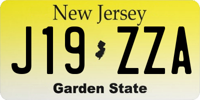NJ license plate J19ZZA