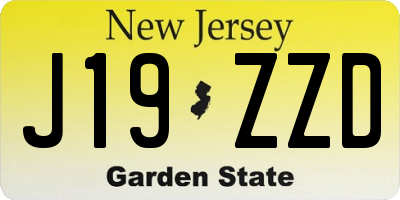 NJ license plate J19ZZD