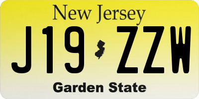 NJ license plate J19ZZW