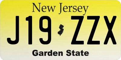 NJ license plate J19ZZX