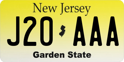 NJ license plate J20AAA