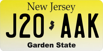 NJ license plate J20AAK
