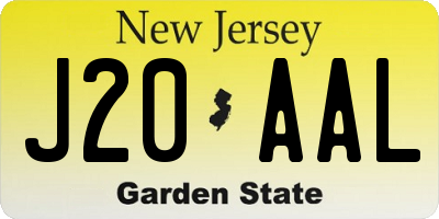 NJ license plate J20AAL