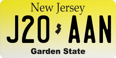 NJ license plate J20AAN