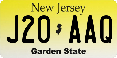 NJ license plate J20AAQ