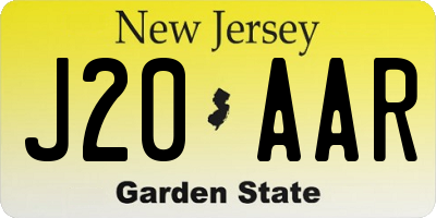 NJ license plate J20AAR
