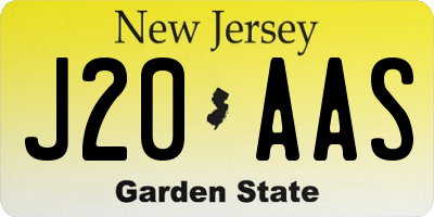 NJ license plate J20AAS