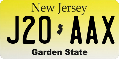 NJ license plate J20AAX