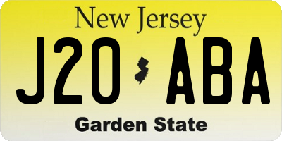NJ license plate J20ABA