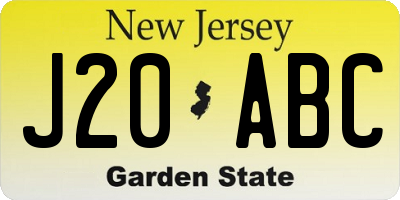 NJ license plate J20ABC