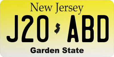 NJ license plate J20ABD