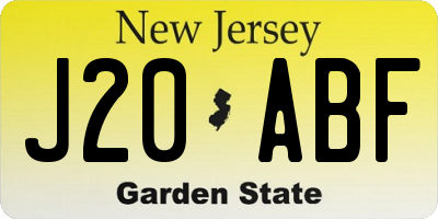 NJ license plate J20ABF