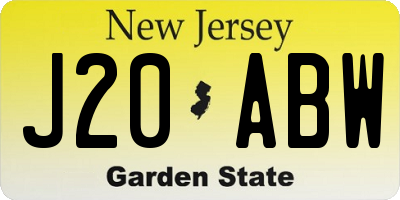 NJ license plate J20ABW