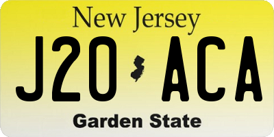 NJ license plate J20ACA