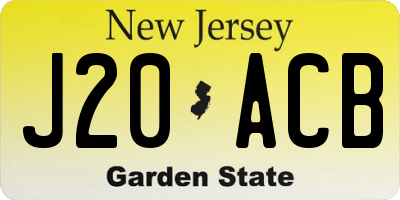 NJ license plate J20ACB