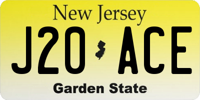 NJ license plate J20ACE