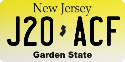 NJ license plate J20ACF