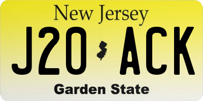 NJ license plate J20ACK