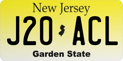 NJ license plate J20ACL