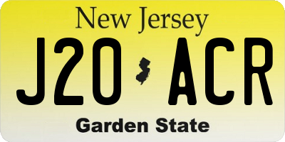 NJ license plate J20ACR